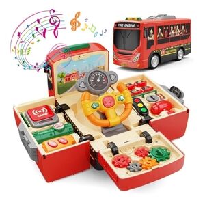 HONGTUO Fire Truck, Simulation Steering Wheel Driving Toy